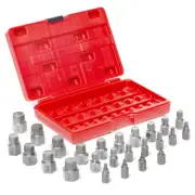 25Pcs Multi-Spline Screw Extractor Set Hex Head Bit Socket Wrench Bolt Remover