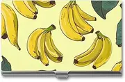 [VFMKT] Slim Metal Business Card Holder Portable Business Card Case Pocket Name Card Holder Banana Print Wallet for Men Women Office Travel