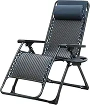 Folding Recliners Adjustable Outdoor Lawn Patio Lounge Chair with Cup Holders for Poolside, Yard and Camping (Gray) FANDIAO