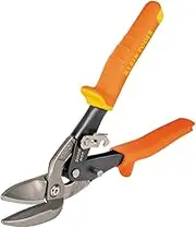 Klein Tools Offset Straight-Cutting Aviation Snips, Yellow