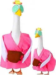 Outus Lady Bathrobe Goose Outfits Set Includes Rose Red Bathrobe Hat and Cucumber Eye Mask Funny Goose Porch Clothing for Outdoor Garden Yard Patio Lawn Statue