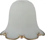 Blogiiup E27 Glass Bell-Shaped Lampshade, Light Golden Rim, Traditional Style, Wispy Pattern, Smooth Finish, Ceiling Mount