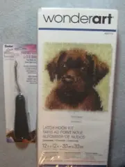 WONDERART CHOCOLATE LAB LABRADOR RETRIEVER LATCH HOOK KIT & COMFORT GRIP TOOL