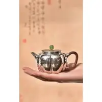在飛比找蝦皮購物優惠-純銀999泡茶壺純手工一張打功夫茶日式精緻側把錘紋南瓜銀壺