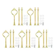 5 Set Cake Tray Stand Handle Plate Hardware Fitting, 3-Tiers Crown Gold