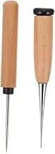Angoily 2pcs Wooden Handle Scratch Awl Tools for DIY Leather Craft Ergonomic Design Pin Punching Tools for Sewing Repairing Canvas Shoes and Bags