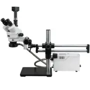 AmScope 3.5-180X Fiber Optic Ball Bearing Trinocular Stereo Microscope 5M Camera