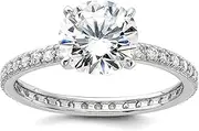 [JewelryWeb] 925 Sterling Silver Rhodium Plated 8mm CZ Simulated Diamond Solitaire Eternity Engagement Ring Size 6-Eternity-Ring for Women