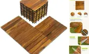 10 pcs Acacia Wood 12x12in Interlocking Decking Tiles – Weatherproof Patio