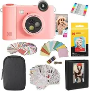 [KODAK] Smile+ 2-in-1 Digital Instant Camera & Photo Printer Gift Package + Bag + Zinc 20 Sheets + Album + Sticker & Marker - Pink