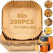 YOISDJL 200pcs Air Fryer Liners, 8.7" Square Parchment Paper Air Fryer Disposable Paper Liner for Air Fryer, Backing, Cooking, Roasting and Microwave, Non-Stick liner Accessories