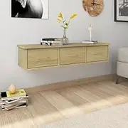 Wall-Mounted Drawer Shelf in Sonoma Oak Engineered Wood with 3 Drawers for Kitchen, Bathroom and Living Room Decor, Floating Solid Wood ledges Cabinet