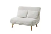 Oikiture Sofa Bed Lounge Chair Sherpa Fabric Recliner Wood Leg Double Seat White
