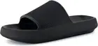 CUSHIONAIRE Men's Feather cloud recovery pool slide with +Comfort 8, Black