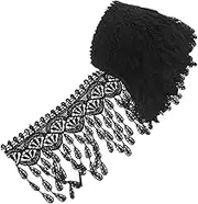 Healeved Lace Trim with Tassel Embroidery Black Charm Cloth Patch for DIY Sewing Clothing Accessories and Craft Projects