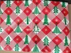 VINYL FLANNEL BACK TABLECLOTH 60"x90" Oblong, CHRISTMAS TREES ON CHECKERED, HSK