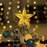 在飛比找Yahoo!奇摩拍賣優惠-聖誕裝飾 圣誕樹頂星裝飾燈五角星氛圍圣誕彩燈圣誕樹頂燈 樹頂