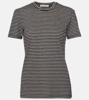 [Nili Lotan] Nili Lotan Lana striped cotton-blend T-shirt AU 14 black