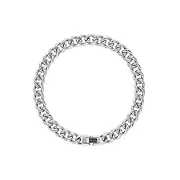 [HEIX] Mens Jewelry Stainless Steel Simple Cuban Chunk Link Silver Bracelet for Men and Boys