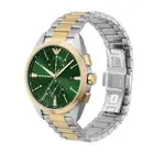 Emporio Armani Chrono Green Dial Dual Tone Stainless Steel Strap Watch AR11511