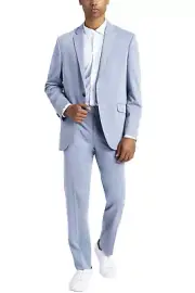 Kenneth Cole Reaction Mens Slim-Fit Suits 46 Regular Light Blue Pants 40W - NWT