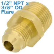 Brass 1/2" NPT Thread 3/8" OD Tube SAE 45 Degree Flare Fitting Pipe Adapter