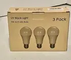 (3pk) UV Black Light 9W, A19, LED Light Bulbs, E26/E27, Non-Dimmable, 395-400mm