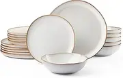 HaWare Stoneware Dinnerware Sets (Reactive Pearl White, 18 Pieces- Service for 6)
