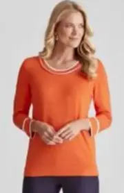 NONI B TWO TONE NECK TRIM JUMPER rrp $79.99 (XL/16) cherry tomato colour NWT