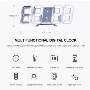 居家家 日系簡約LED數字時鐘 壁掛式鬧鐘 宿舍床頭桌面大屏數字鐘 溫度日曆電子鐘 發光床頭電子錶 高級LED桌面掛鐘