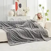 Faux Fur Throw Blanket for Couch, Cozy Soft Plush Thick Summer Winter Blanket for Sofa Bedroom Living Room (Grey, 160x200 cm)