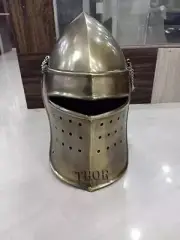 Medieval Visored Armor Knights Barbuta Armour Helmet Halloween Costume Rustic
