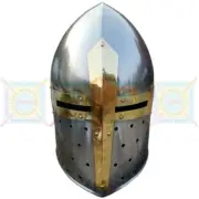 Medieval Sugarloaf Helmet Brass Accents Armor Knight Crusader Sugar Loaf Helmet