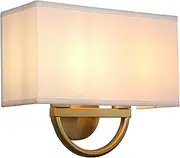 Buyee Vintage Industrial Indoor Sconce 2-Light Wall Sconce with Square White Textile Fabric Lamp Shade for Bedroom Bedside Reading Living Room Hotel