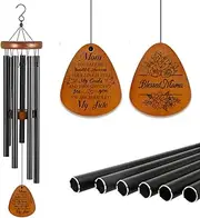 INFUNLY Memorial Wind Chimes Sympathy Wind Chimes for Loss of Mom Memorial Gifts for Loss of Mother Windchimes in Memory of Mom Wooden Flower Pattern Windchimes Bereavement Gifts with Memorial Texts