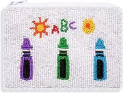 [BSJELL] Coin Purse Beaded Coin Purse for Women Mardi Gras 4th of July Holiday Coin Pouch Small Change Purse Wallet for Her, White-ABC, Holiday