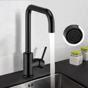 WELS Black Kitchen Mixer Tap Brass Swivel Spout Laundry Sink Basin Faucet