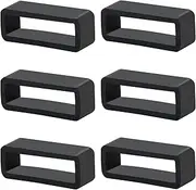 [Mozeat Lens] 6Pcs Watch Band Fastener Rings, 16/20/22/24mm Silicone Watch Strap Holder Loop Watch Strap Retainer Black Rubber Watch Strap Keeper Replacement Watch Band Accessories for Smart Sport Watches Parts