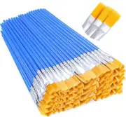 100Pcs Small Paint Brushes Bulk, Anezus Flat Top Acrylic Classroom Brush for ..