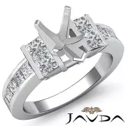 Pear Cut Semi Mount Princess Side Diamond Engagement Ring 14k White Gold 1 Ctw