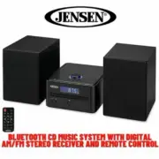 Bookshelf Home Stereo System Bluetooth Cd Player AM FM Radio Stereo Music Black