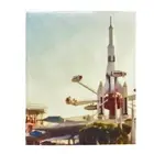 Velveteen Plush Blanket Disneyland ~ Rocket Jets ~ Retro