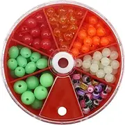 Saltwater Fishing Beads – Rig Kit, Freshwater String Gear | 2.76in Compact Container Holds 199 Durable Red Pieces for Tackle Enhancement, Drop-Shot Setups, or Birthday Gift