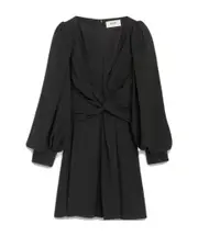 Acetic acid and viscose fiber knit dress with long sleeves FR36,FR38 black