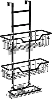 3-Tier Over The Door Shower Caddy, 62 × 31 × 12 cm, Hanging Shower Organizer Storage, Anti-Rust Shower Shelf with 2 Storage Baskets, 2 Soap Holder, 4 Hooks, for Bathroom Organization, No Drilling