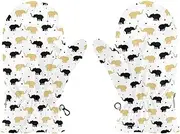 [Joisal] Cute Black Gold Elephants Youth Warm Gloves, Ultra-Soft Lamb Velvet, Kids Snowboard Gloves, Boy Gloves 8 Year Old, Small