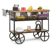 Kitchen Trolley Island Bench Storage Organiser with Drawer 3 Shelves on Wheels