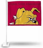NCAA Rico Industries Ferris State Bulldogs Alternate Double Sided Double Sided Car Flag - 16" x 19" - Strong Pole That Hooks onto Car/Truck/Automobile