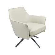 Freya Leather Swivel Occasional Chair Lounge Seat - Beige