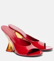 [Dries Van Noten] Dries Van Noten Patent leather wedge mules AU 8 red